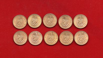 null CUBA: Lot de 10x4 Pesos Or 1916. (6,68gx10 à 900/1000). KM 18. SUP