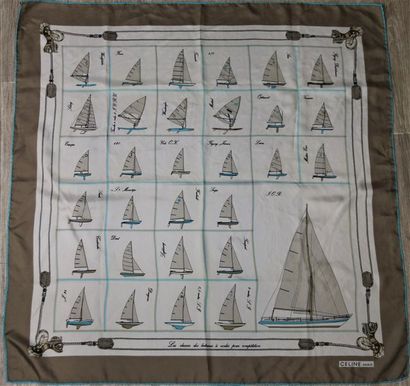 null CELINE Paris
Square in printed silk, titled "Les classes des bateaux à voile...