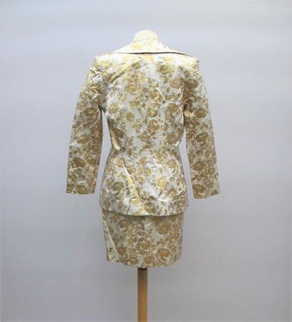 null YVES SAINT LAURENT RIVE GAUCHE Skirt
suit in cream silk embroidered with gold...