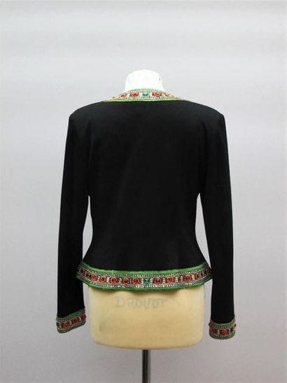 null LEONARD Paris 
Spencer in black silk lined with green, blue and gold gallons,...