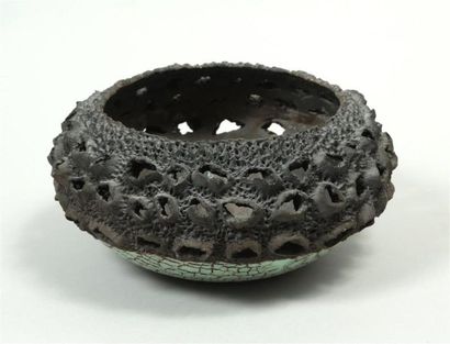 null BAECILE Gabrielle (born in 1965) Round
bowl in stoneware with smoke in the upper...