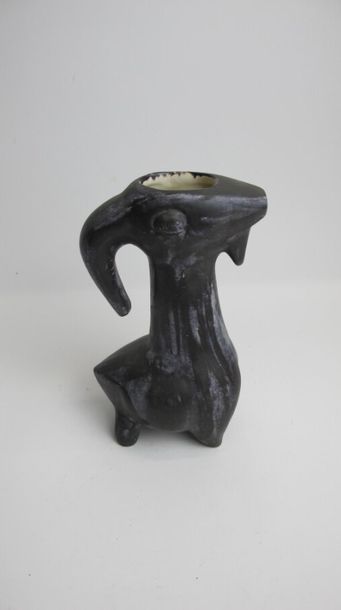 null BLIN Jacques (1920-1995) Ceramic zoomorphic 
jug with glazed cover in shades...