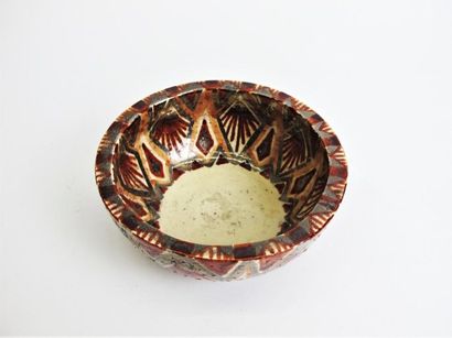 null LACHENAL Edmond (1855-1930) Circular hollow ceramic 
bowl with stylized enamel...