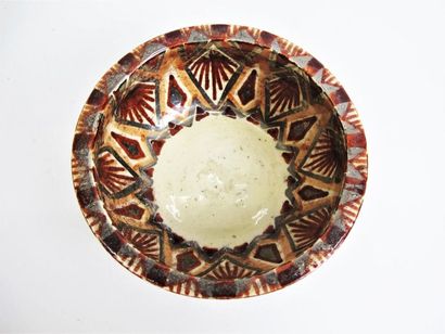 null LACHENAL Edmond (1855-1930) 
Coupe creuse circulaire en céramique à décor émaillé...