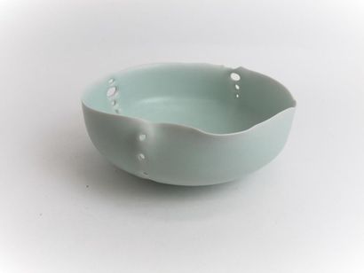 null DUROSELLE Xavier (b. 1961) Circular 
bowl on a slightly poly-lobed porcelain...
