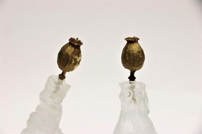 null MANSAU Serge (1930-2019)
Two pear-shaped translucent Saint Louis crystal bottles,...