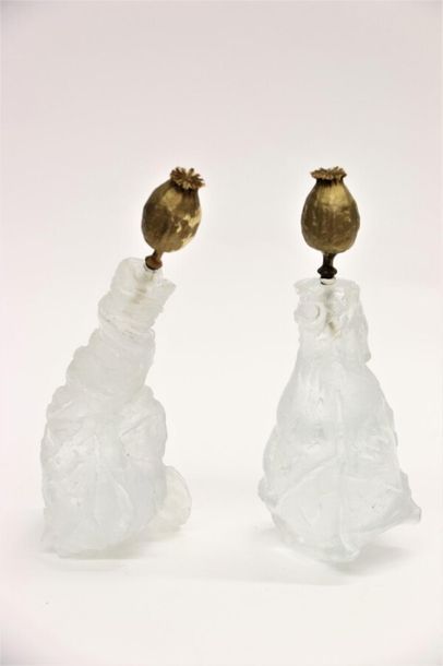 null MANSAU Serge (1930-2019)
Two pear-shaped translucent Saint Louis crystal bottles,...