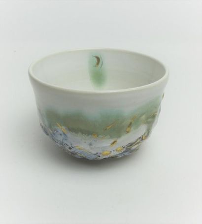 null WAXWEILER Christine (born 1959) Chawan tea
bowl on stoneware pedestal decorated...