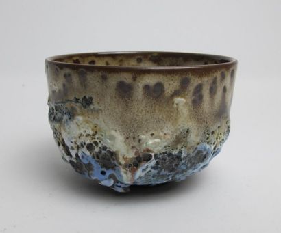 null WAXWEILER Christine (born 1959) Chawan tea
bowl on stoneware pedestal with blue...