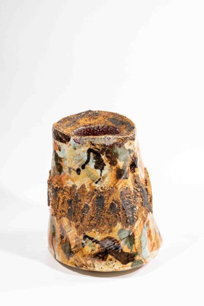 null POULAIN Noël (né en 1966)
Vase cratère à double paroi en grès à décor émaillé...