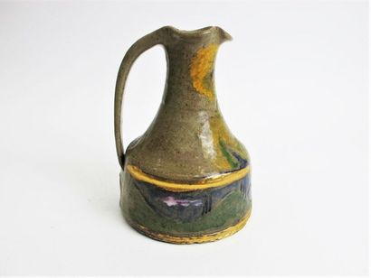 null GIREL Jean (born in 1947) Stoneware 
jug with polychrome decoration on the belly...