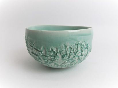 null CHARBIT Tom (born in 1977) 
"Blue glacier 2013" 
Large chawan bowl in celadon...