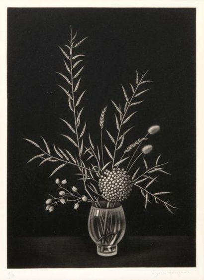 null Kiyoshi HASEGAWA (1891 - 1980)
Grass in a glass. 1961 Black
manners. Proof signed,...