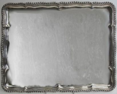 null Rectangular serving tray in 925°/°° silver with a contour edge decorated with...