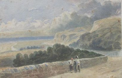 null David COX (1783-1859) 
Paysage de bord de mer 
Aquarelle sur papier ( quelque...