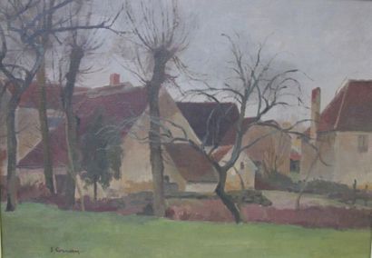null Eugéne CORNEAU ( 1894-1976)
Vue d'un hameau en hiver
Huile sur toile
40 x 65...