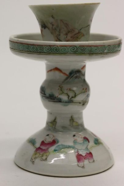 null CHINA
Set of porcelain pieces in polychrome enamels late 19th century early...
