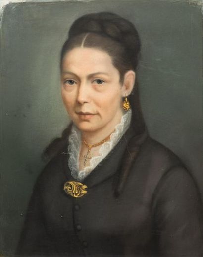 null Ecole française de la fin XIXème siècle
Portrait de femme 
Pastel sur papier...