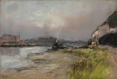 null Pierre-Jacques PELLETIER ( 1867-1931)
Quai de Seine.
Pastel sur papier, signé...