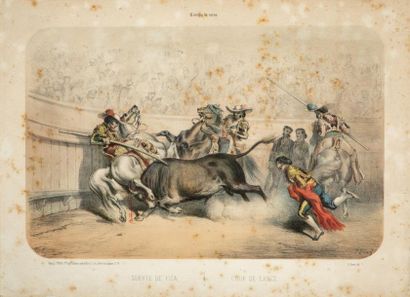 null Gustave DORE (1832 - 1883)
CORRIDA DE TOROS.
Série des six planches : Chute...