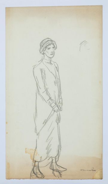 null Théophile Alexandre STEINLEN (1859-1923)
Femme au chapeau 
Crayon noir sur papier...