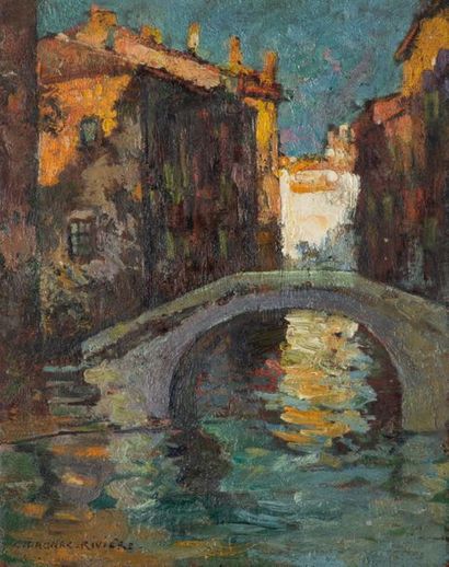null Charles DAGNAC-RIVIERE (1864-1945)
Canal à Venise
Huile sur panneau signée en...