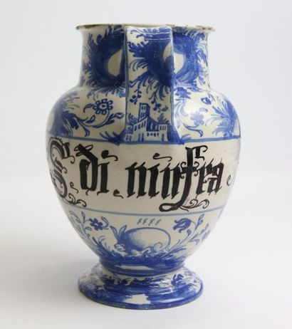 null ITALY-SAVON XVIIIth century
earthenware Chevrette decorated in monochrome blue...