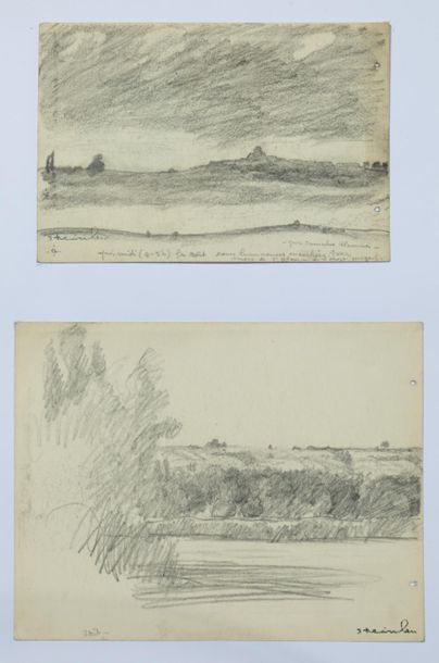 null Théophile Alexandre STEINLEN (1859-1923)
Paysages
Deux dessins au crayon noir...