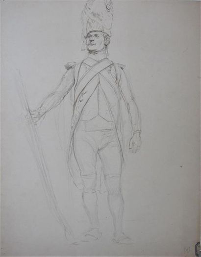null Edouard DETAILLE (1848-1912)
Etude de grenadier en pied de la garde 1er Empire
Crayon...
