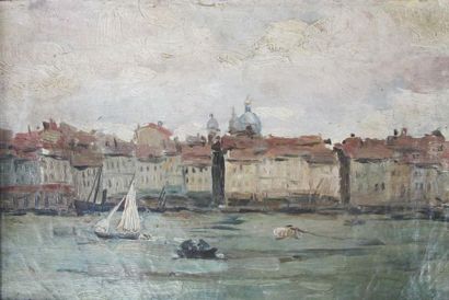 null Italian school of the end of the 19th century.
Venice
Oil on canvas, signed...