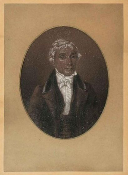 null Ecole française XIXème siècle. 
Portrait du Comte Théophile Berlier (1761-1844).
Crayons...