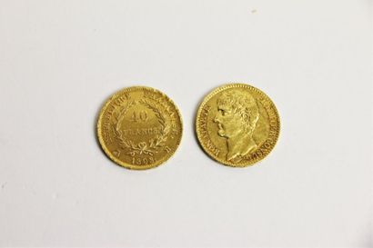 null FRANCE
Deux monnaies de 40 francs or, An XI Bonaparte Premier Consul et 1808...
