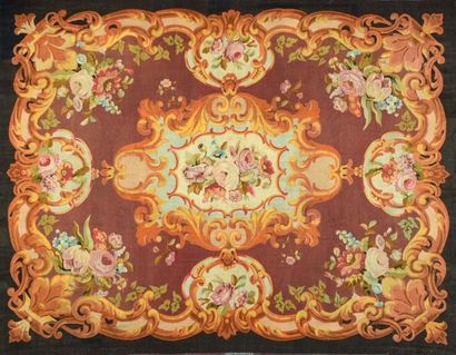 null IMPORTANT TAPIS D'AUBUSSON ( France ) XIXe siècle
Époque Louis Philippe 
Technique...