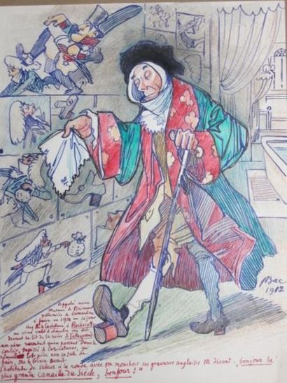 null Ferdinand BAC (1859-1952) 
Ensemble de 15 caricatures Alexandre Dumas, Toulouse...