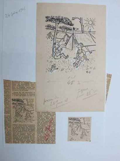 null Marcellin COUDERT (1898-1978)
Environ 107 dessins de presse originaux à l'encre...