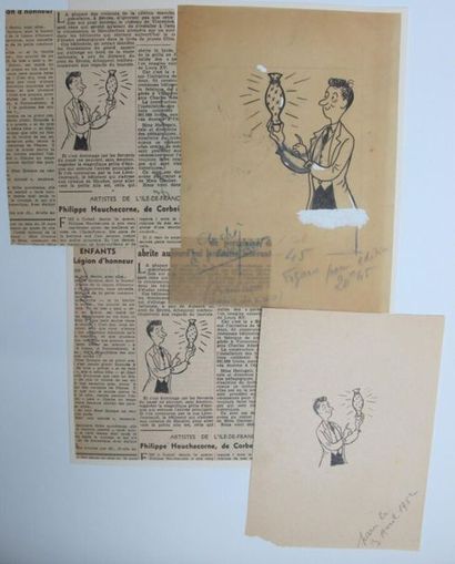 null Marcellin COUDERT (1898-1978)
Environ 50 dessins de presse originaux à l'encre...