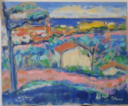 ANTOINE GIROUX (Xxe) Huile sur panneau « Collioure » 41 x 50 cm