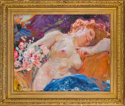 null Paul Jean GERVAIS (1859-1944)
Femme nue se prélassant
Huile sur toile signée...