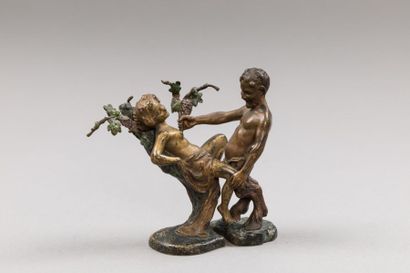 null Franz Xaver BERGMANN/ Nam Greb (1861-1936) 
Deux sujets en bronze ciselé, doré...