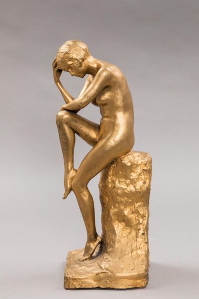 null Pierre-Luc FEITU (1868-1936)
Le modèle nu, bronze à patine doré signé et daté...