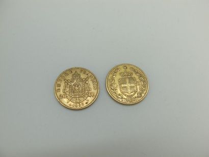 null Une monnaie de 20 francs or , Napoléon III tête laurée, 1862.
Une monnaie de...