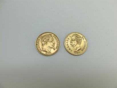null Une monnaie de 20 francs or , Napoléon III tête laurée, 1862.
Une monnaie de...