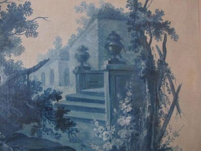 null French school of the 18th century 
Architectural caprice in shades of blue,...