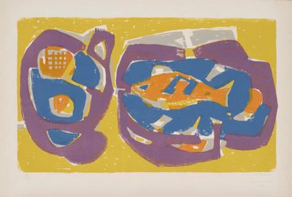null Jean LE MOAL (1909-2007)
Le poisson, 1952,
Lithographie en couleurs n°126/200,...