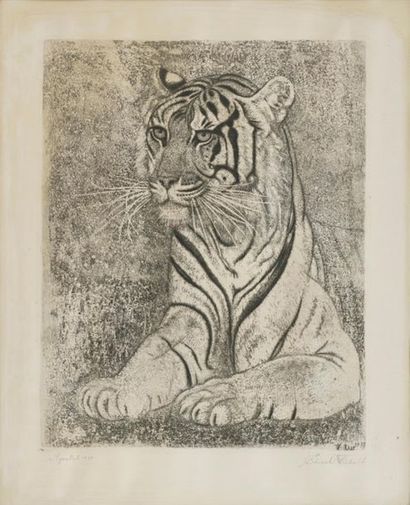 null Eduard WIIRALT (1898-1954)
Tigre, 1937
Aquatinte en noir, signé et daté en bas...