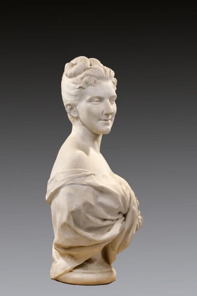 null Gustave CRAUK (1827-1905) 
Portrait de femme en buste de 3/4, drapée, épaules...