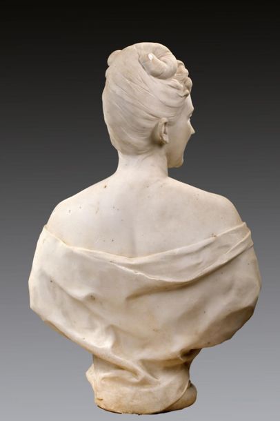 null Gustave CRAUK (1827-1905) 
Portrait de femme en buste de 3/4, drapée, épaules...