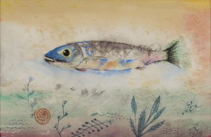 null Hans REICHEL (1892-1958)
Fish in water, 1930
Watercolour and gouache, monogram...