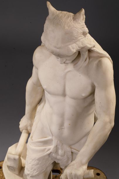 null Charles PETRE (1828-1905) 
Siegfrid blacksmith.
Group in white Carat marble...