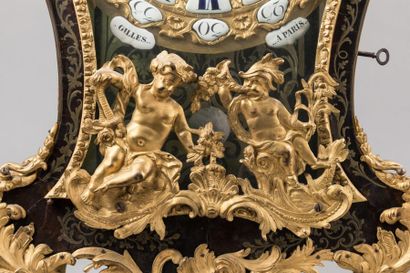 null Cartel d'applique et sa console de forme violoné en marqueterie dite " Boulle...